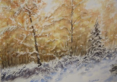 Painting titled "Prima neve d'autunno" by Anna Battistotti, Original Artwork, Watercolor
