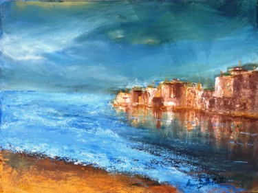 Pittura intitolato "Case sul mare" da Anna Battistotti, Opera d'arte originale, Acrilico