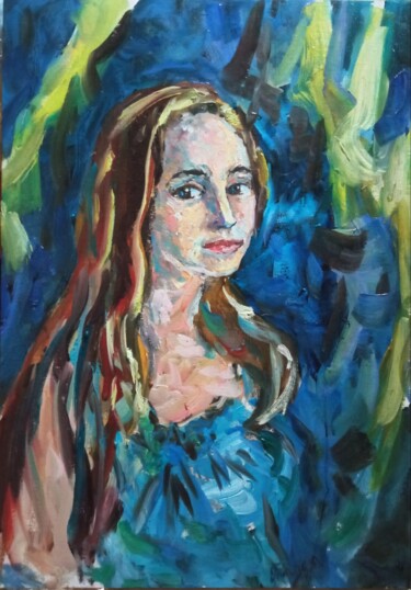 Malerei mit dem Titel "Взгляд в будущее" von Anna Bazan, Original-Kunstwerk, Öl