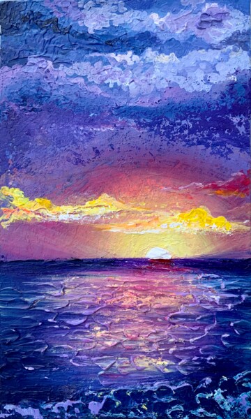 Painting titled "CASPIAN SUNSET - im…" by Anna Beglyakova, Original Artwork, Acrylic