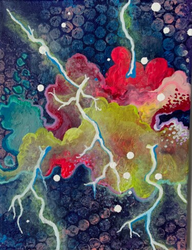 Painting titled "THUNDERSTORM - acry…" by Anna Beglyakova, Original Artwork, Acrylic Mounted on Wood Stretcher frame