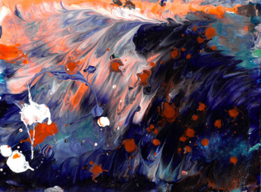 Painting titled "WAVE- abstract acry…" by Anna Beglyakova, Original Artwork, Acrylic Mounted on Cardboard