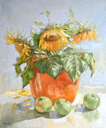 Peinture intitulée "Sunflowers" par Anna Belan, Œuvre d'art originale, Huile