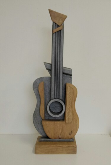 Скульптура под названием "Picassian guitar" - Anna Beltrame A＋D Art, Подлинное произведение искусства, Дерево