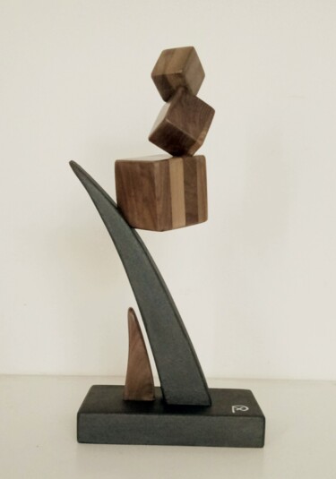 Sculpture titled "Cascata di cubi" by Anna Beltrame A＋D Art, Original Artwork, Wood