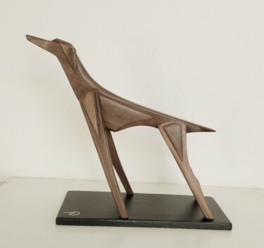 Sculptuur getiteld "Geometric dog" door Anna Beltrame A＋D Art, Origineel Kunstwerk, Hout