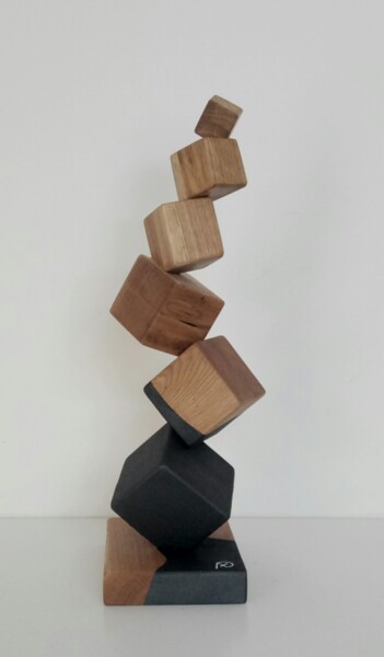 Skulptur mit dem Titel "Cubik long" von Anna Beltrame A＋D Art, Original-Kunstwerk, Holz
