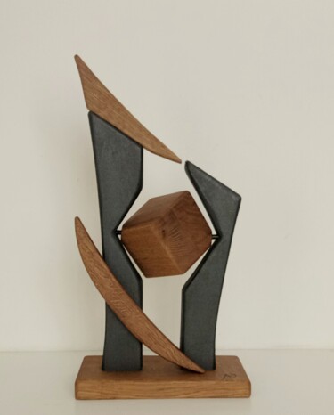Скульптура под названием "Cubo rotante" - Anna Beltrame A＋D Art, Подлинное произведение искусства, Дерево