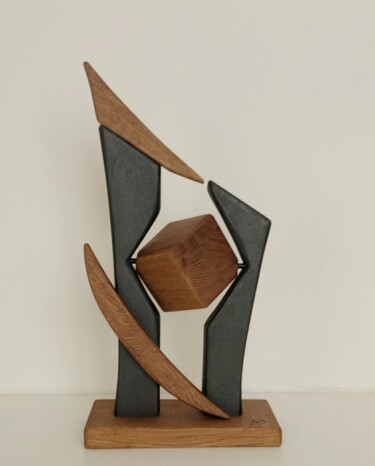 Sculpture titled "Cubo rotante" by Anna Beltrame A＋D Art, Original Artwork, Wood