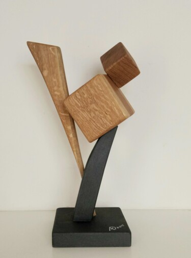 Scultura intitolato "Grande cubo in rove…" da Anna Beltrame A＋D Art, Opera d'arte originale, Legno