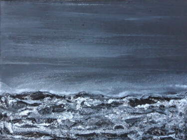 Painting titled "Night Baltic sea" by Anna Beresneva, Original Artwork, Acrylic Mounted on Wood Stretcher frame
