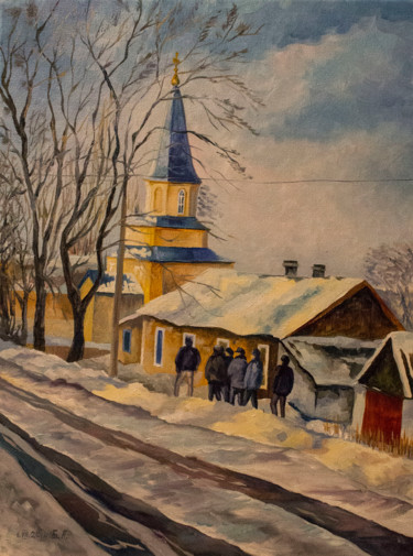 Painting titled "Вторая смена" by Anna Berezina, Original Artwork, Oil