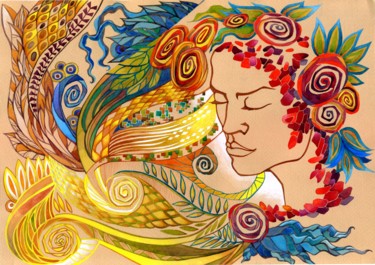 Ζωγραφική με τίτλο "Сон души" από Anna Berezina, Αυθεντικά έργα τέχνης, Ακουαρέλα