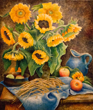 Картина под названием "Солнышки" - Anna Berezina, Подлинное произведение искусства, Масло