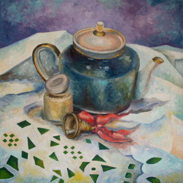 Картина под названием "Время чая" - Anna Berezina, Подлинное произведение искусства, Масло