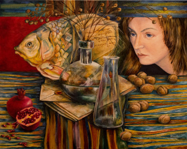 Pintura titulada "Рыба - память" por Anna Berezina, Obra de arte original, Oleo