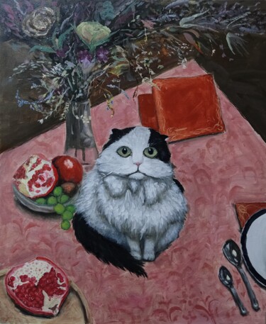 Painting titled "Pomegranate" by Anna Berlinskaia, Original Artwork, Oil