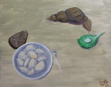 Painting titled "Lunch" by Anna Berlinskaia, Original Artwork, Oil