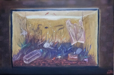 Painting titled "Aquarium" by Anna Berlinskaia, Original Artwork, Oil