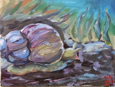 Painting titled "Snail on the slope" by Anna Berlinskaia, Original Artwork, Acrylic