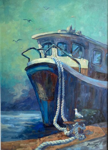 Malerei mit dem Titel "Капитан" von Anna Bilous, Original-Kunstwerk, Öl