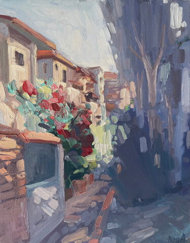 Pintura intitulada "Sunny cozy blooming…" por Anna Bogushevskaya, Obras de arte originais, Óleo