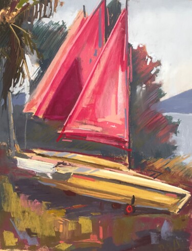 Dessin intitulée "Fuksia sails" par Anna Bogushevskaya, Œuvre d'art originale, Pastel