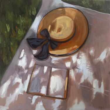 Painting titled "Hat in sun glade" by Anna Bogushevskaya, Original Artwork, Oil Mounted on Wood Stretcher frame