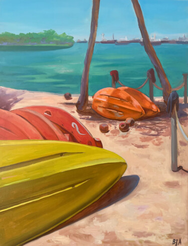 Pittura intitolato "Sentosa beach" da Anna Bogushevskaya, Opera d'arte originale, Olio
