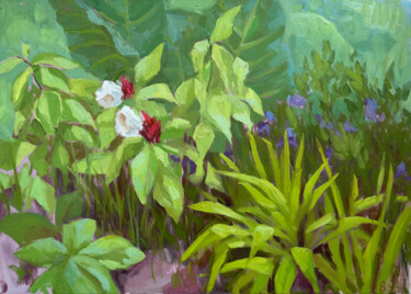 Malerei mit dem Titel "Green leaves" von Anna Bogushevskaya, Original-Kunstwerk, Öl