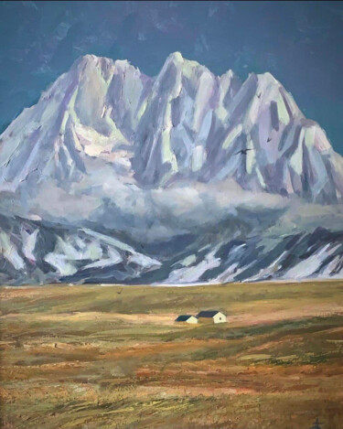 Painting titled "Sunny mountains" by Anna Bondar, Original Artwork, Oil