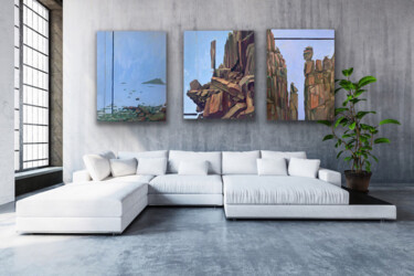 Painting titled "Triptych “Eternity…" by Anna Bondar, Original Artwork, Oil Mounted on Wood Stretcher frame