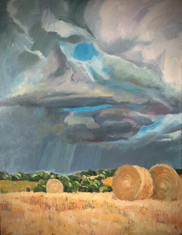 Painting titled "The Harvest" by Anna Bondar, Original Artwork, Oil Mounted on Wood Stretcher frame