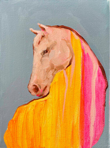 Pintura titulada "Horse biofield" por Anna Bondar, Obra de arte original, Oleo Montado en Bastidor de camilla de madera