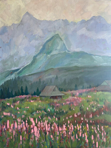 Malerei mit dem Titel "Pink Blossom" von Anna Bondar, Original-Kunstwerk, Öl