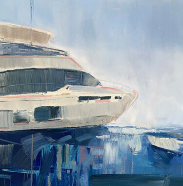 Картина под названием "Birthday boat trip…" - Anna Bondar, Подлинное произведение искусства, Масло Установлен на Деревянная…