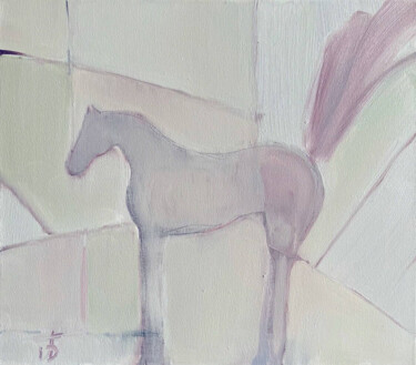 Painting titled ""Horse in the Fog"" by Anna Bondar, Original Artwork, Acrylic