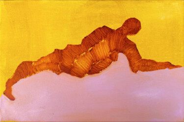 Painting titled "THE SUN" by Anna Bondar, Original Artwork, Oil Mounted on Wood Stretcher frame