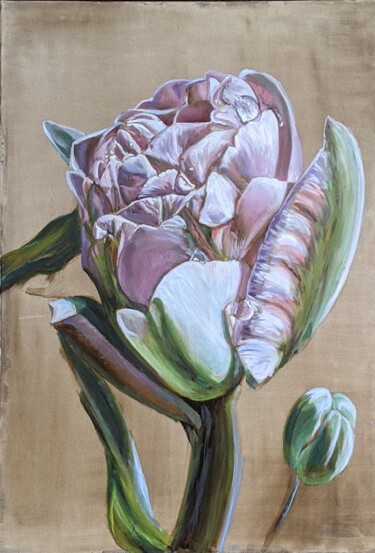 Pittura intitolato "Magic tulip" da Anna Brazhnikova, Opera d'arte originale, Olio Montato su Telaio per barella in legno