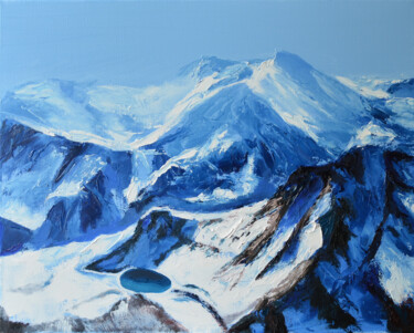 Malarstwo zatytułowany „Mountain landscape…” autorstwa Anna Brazhnikova, Oryginalna praca, Olej Zamontowany na Drewniana ram…