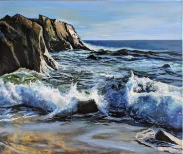 Картина под названием "The Atlantic Ocean" - Anna Brazhnikova, Подлинное произведение искусства, Масло Установлен на Деревян…