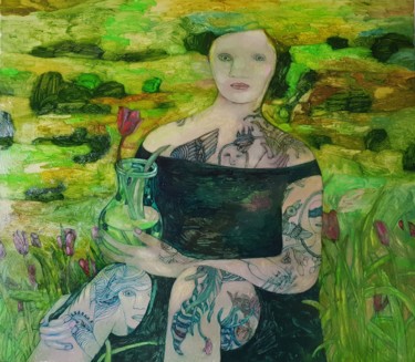 Peinture intitulée "goddess of spring" par Anna Bulkina, Œuvre d'art originale, Huile