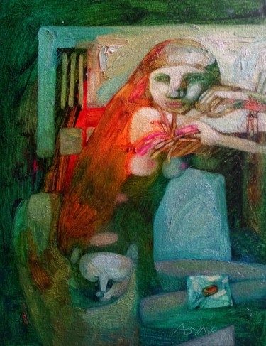 Pittura intitolato "Love letter" da Anna Bulkina, Opera d'arte originale, Olio