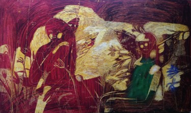 Pittura intitolato "Ангелы" da Anna Bulkina, Opera d'arte originale, Cera
