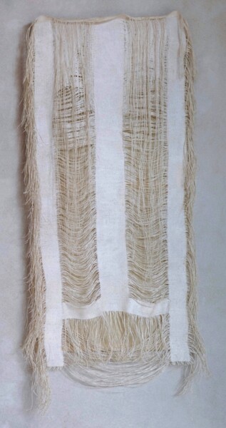 Textile Art titled "Flecos de perla sal…" by Anna Carmona, Original Artwork, Fabric Mounted on Wood Stretcher frame