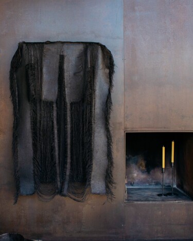纺织艺术 标题为“Flecos sofisticados” 由Anna Carmona, 原创艺术品, 布 安装在木质担架架上