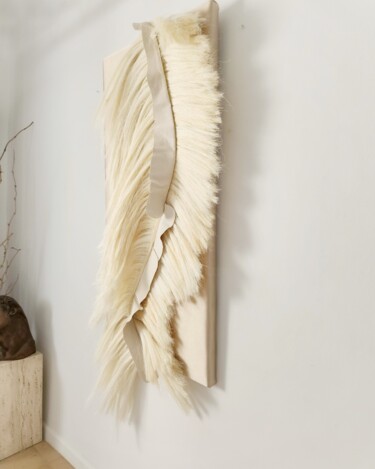 Textile Art titled "Flow" by Anna Carmona, Original Artwork, Textile fiber Mounted on Wood Stretcher frame
