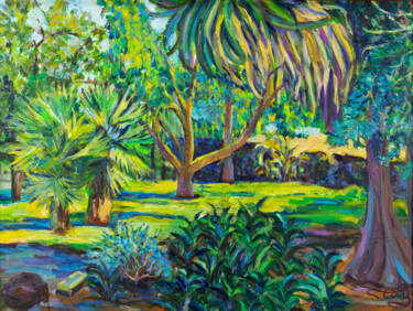 Peinture intitulée "Park in alicante" par Anna Churyukina, Œuvre d'art originale, Huile