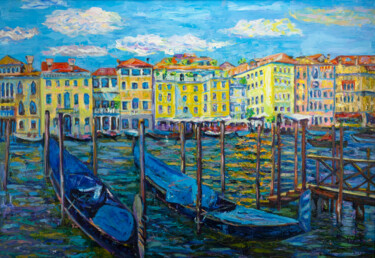 Painting titled "Gondolas" by Anna Churyukina, Original Artwork, Oil