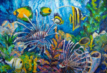 Картина под названием "Underwater world" - Anna Churyukina, Подлинное произведение искусства, Масло
